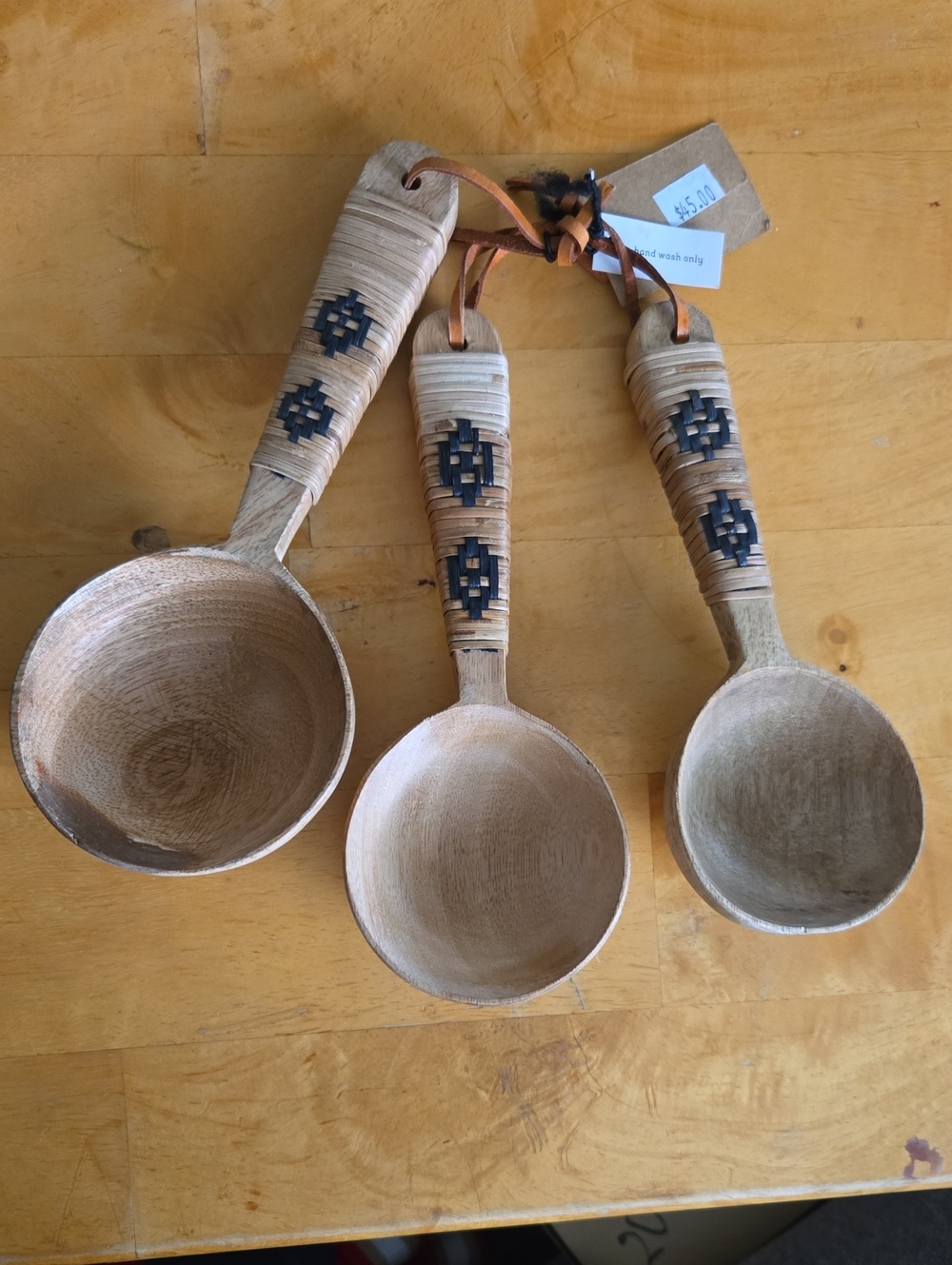 8"L Mango Wood Scoop Set Of 3